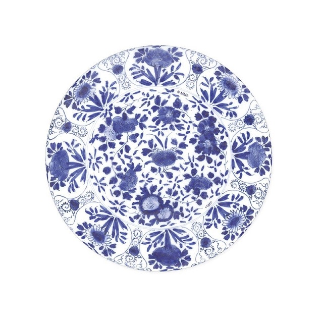 Caspari Salad/Dessert Plates, Delft Blue, 8 Inch - 8 plates